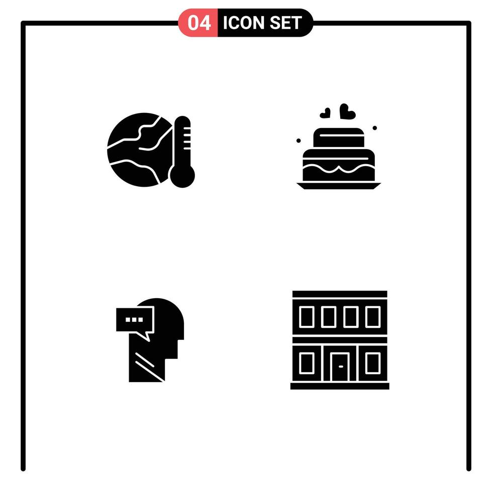 voorraad vector icoon pak van 4 lijn tekens en symbolen voor aarde geest heet liefde binnenste bewerkbare vector ontwerp elementen