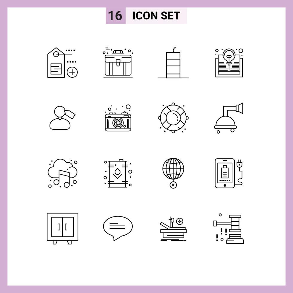 universeel icoon symbolen groep van 16 modern contouren van Mark idee bom lamp studie bewerkbare vector ontwerp elementen
