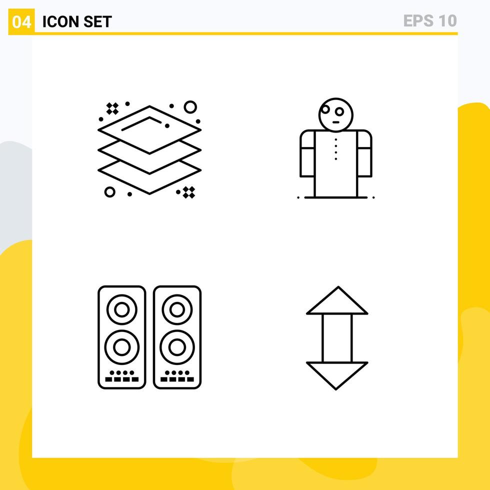 modern reeks van 4 gevulde lijn vlak kleuren pictogram van ontwerp film armen persoon pijl bewerkbare vector ontwerp elementen