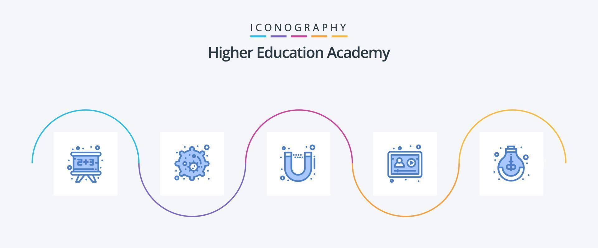 academie blauw 5 icoon pak inclusief school. groei. stroomlijnen. onderwijs. profiel vector