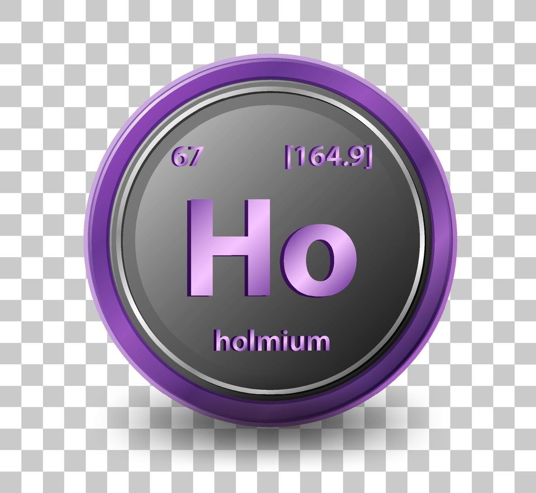 holmium scheikundig element. chemisch symbool met atoomnummer en atoommassa. vector