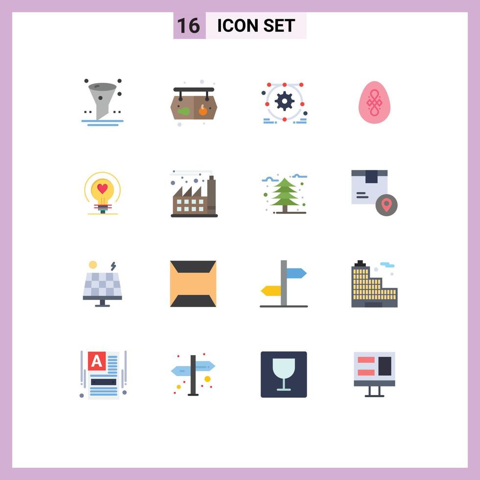 16 gebruiker koppel vlak kleur pak van modern tekens en symbolen van hart lamp ontwikkeling ei decoratie bewerkbare pak van creatief vector ontwerp elementen