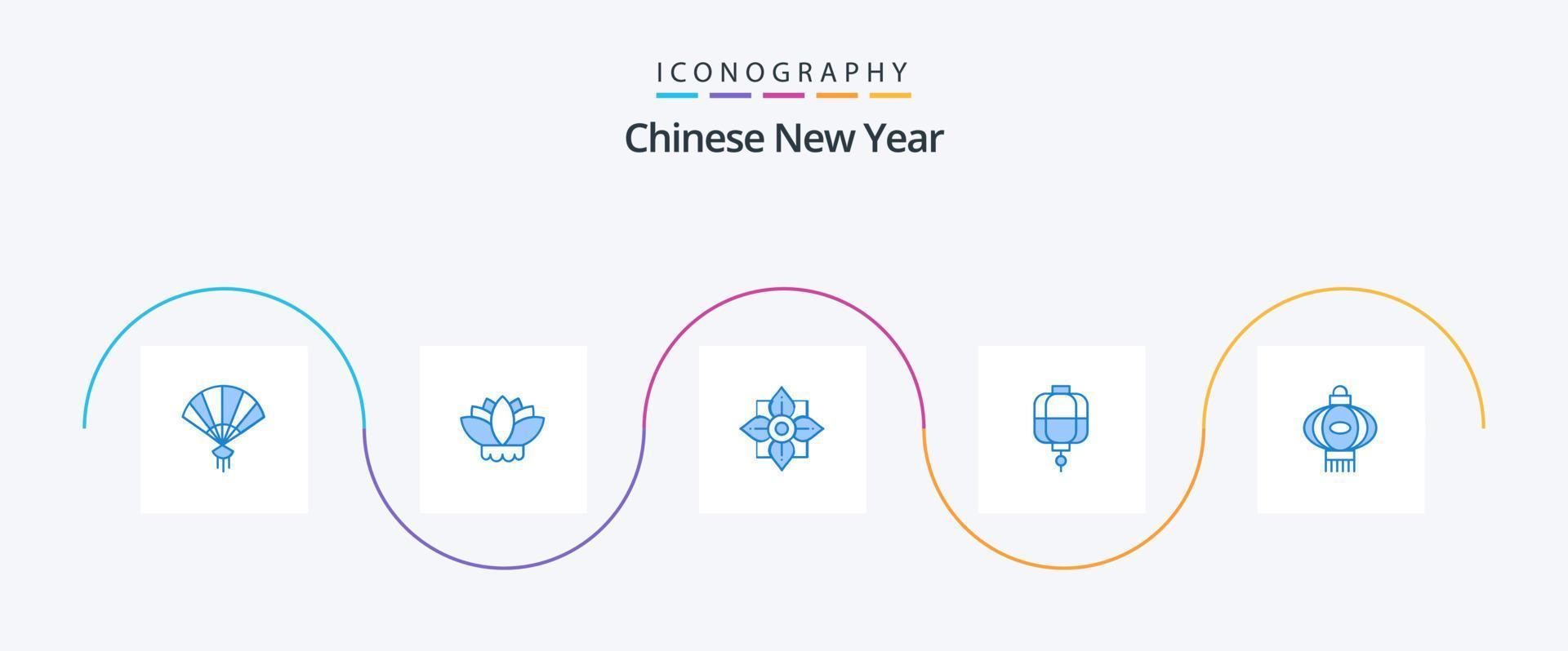 Chinese nieuw jaar blauw 5 icoon pak inclusief China. lantaarn. decoratie. decoratie. China vector
