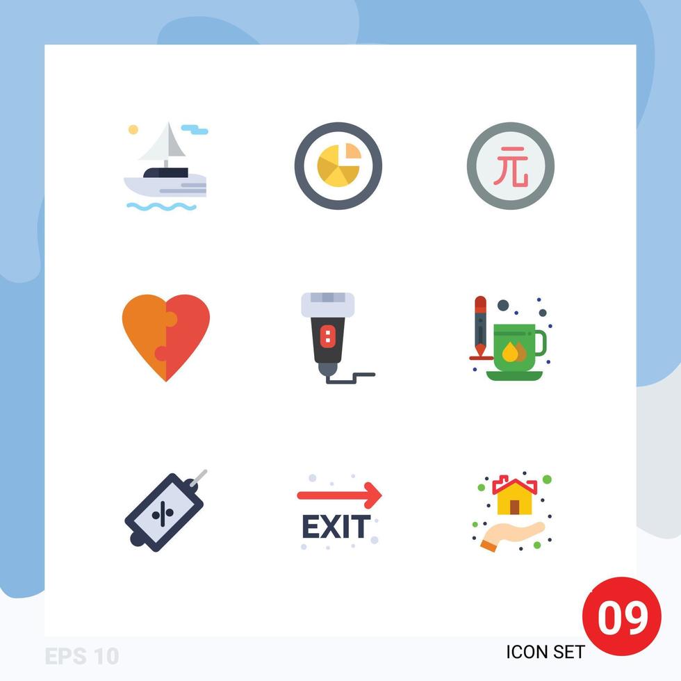 reeks van 9 modern ui pictogrammen symbolen tekens voor machine puzzel bedrijf liefde waarde bewerkbare vector ontwerp elementen