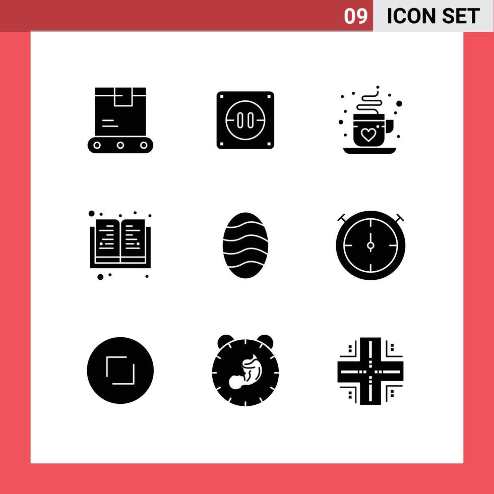 9 gebruiker koppel solide glyph pak van modern tekens en symbolen van stopwatch brood kop bakken kennis bewerkbare vector ontwerp elementen