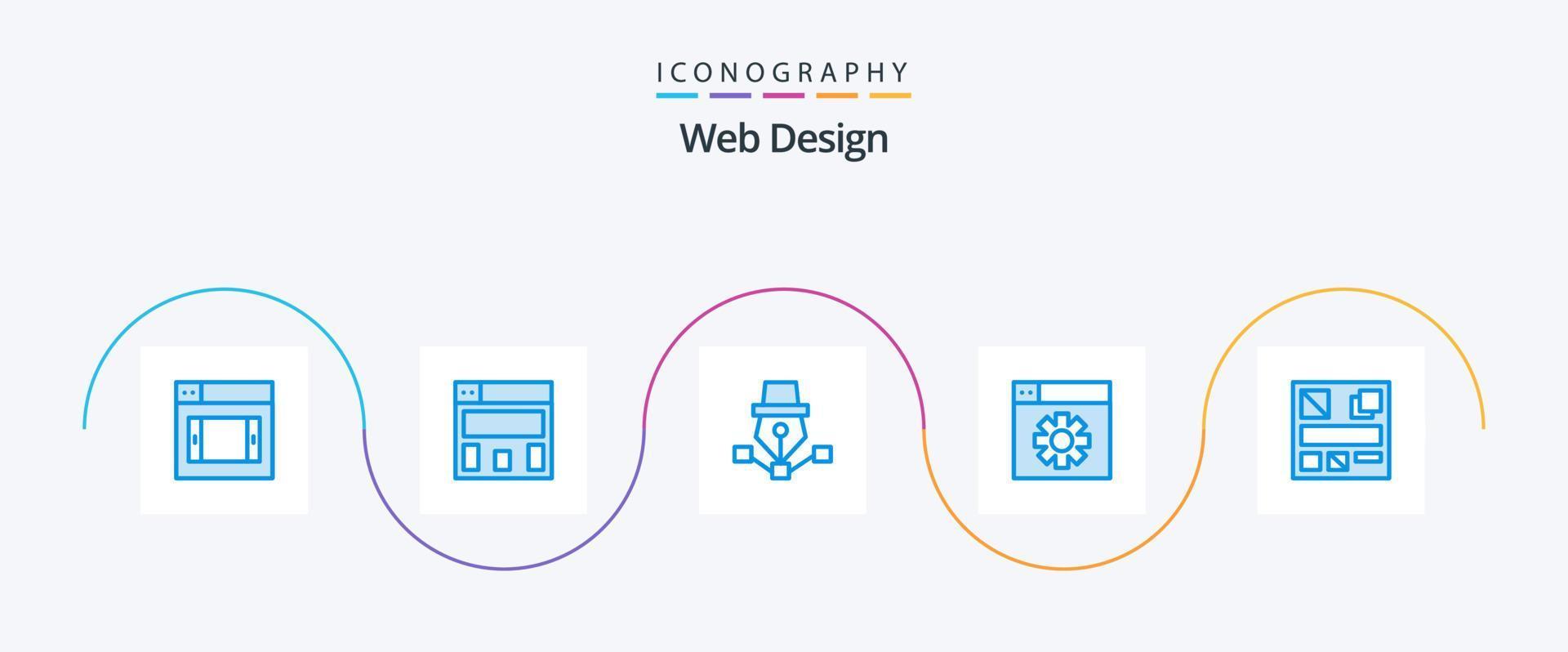 web ontwerp blauw 5 icoon pak inclusief . web. ontwerp. model. instelling vector