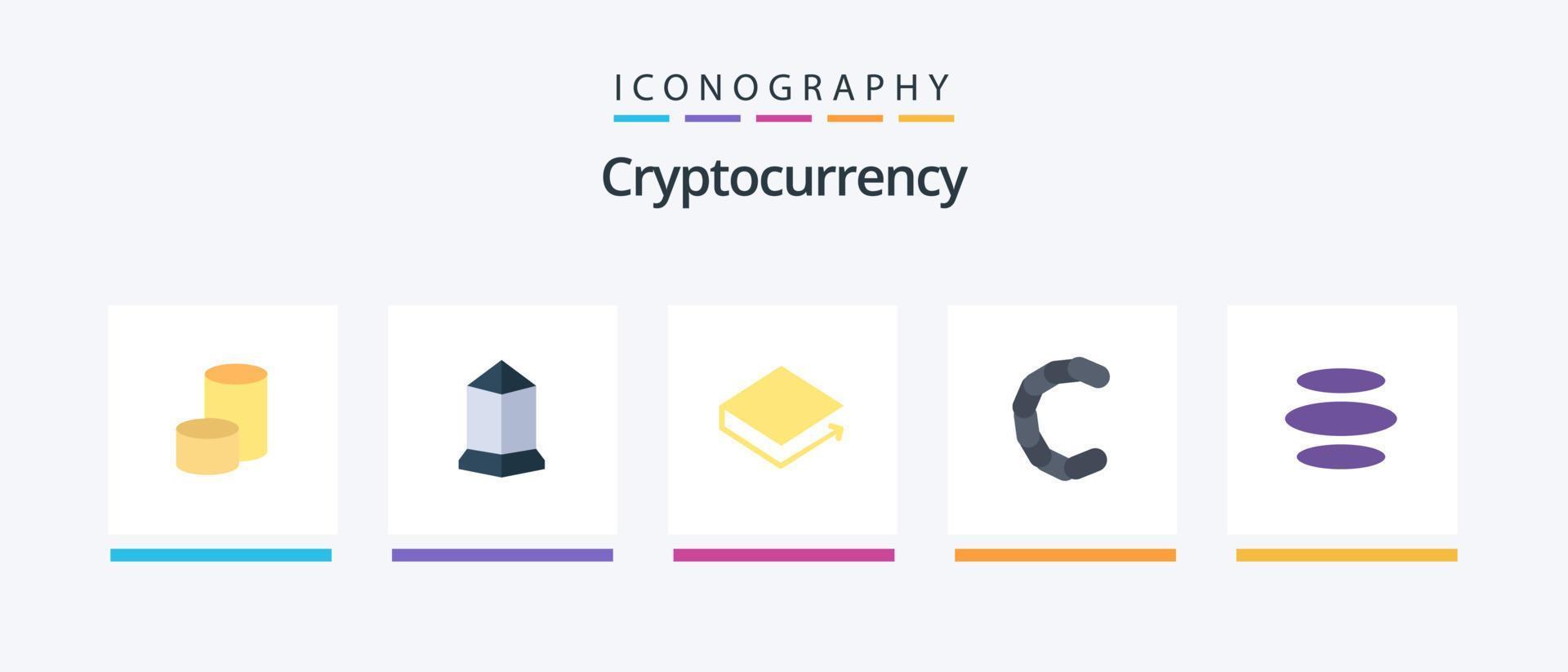 cryptogeld vlak 5 icoon pak inclusief munt. crypto munteenheid. munt. cryptovaluta. keten munt. creatief pictogrammen ontwerp vector
