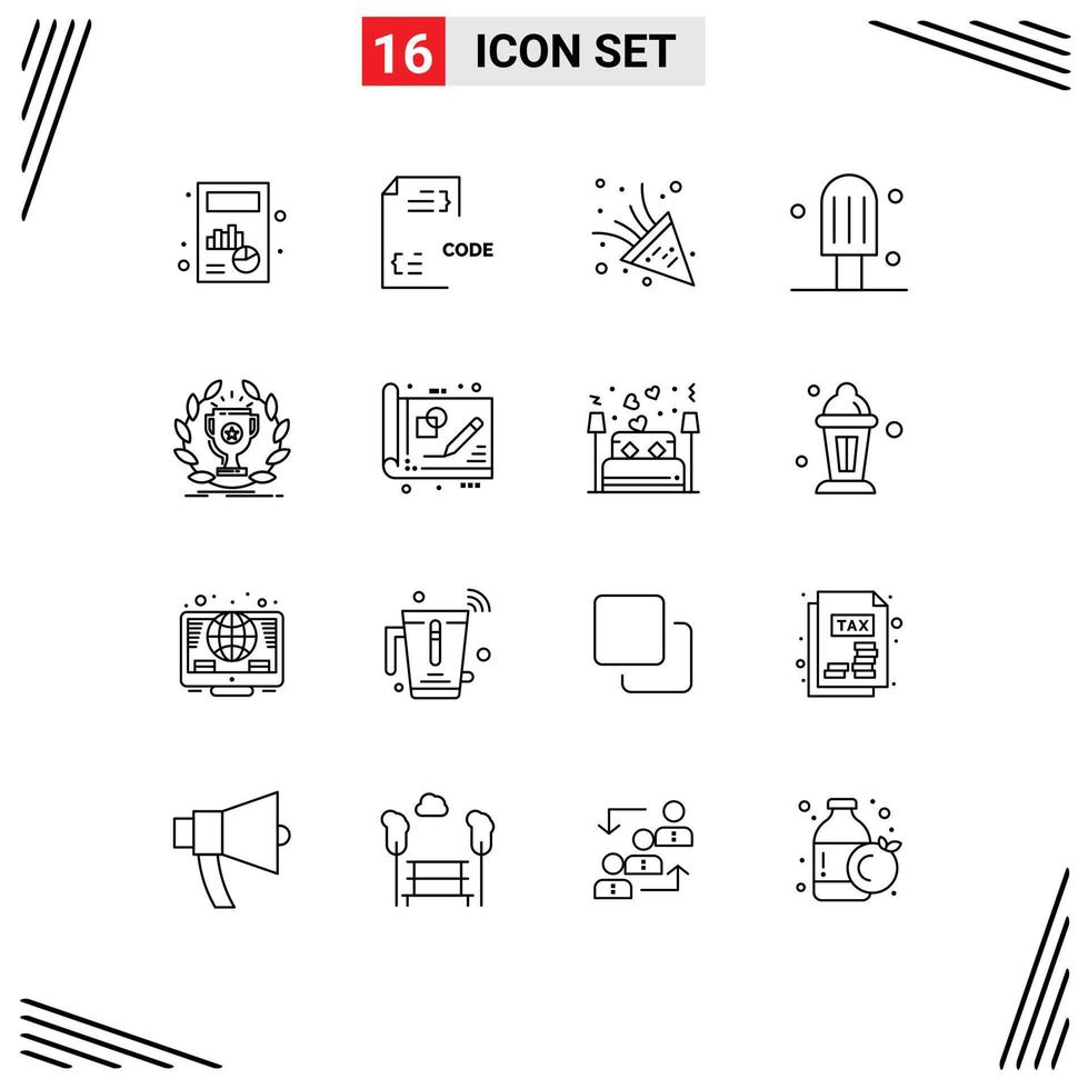 groep van 16 contouren tekens en symbolen voor prijs prijs document ijs room bewerkbare vector ontwerp elementen