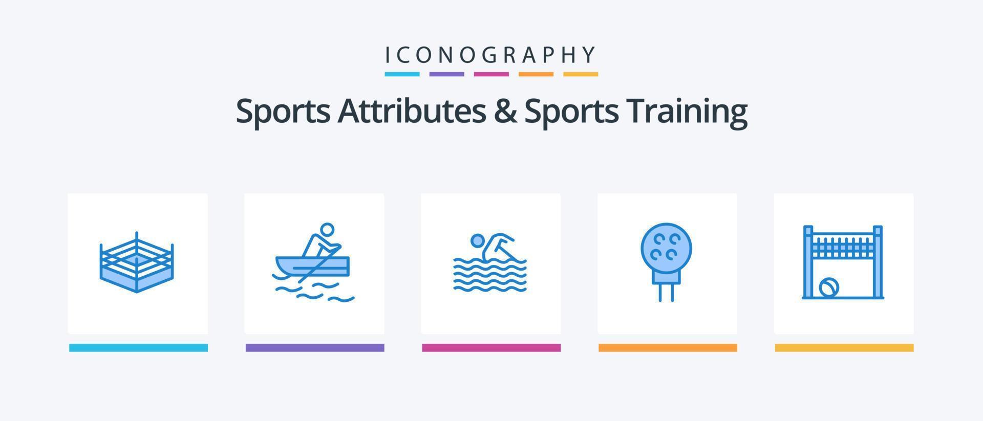 sport- attributen en sport- opleiding blauw 5 icoon pak inclusief doel paal. sport. sport. basketbal. golf. creatief pictogrammen ontwerp vector