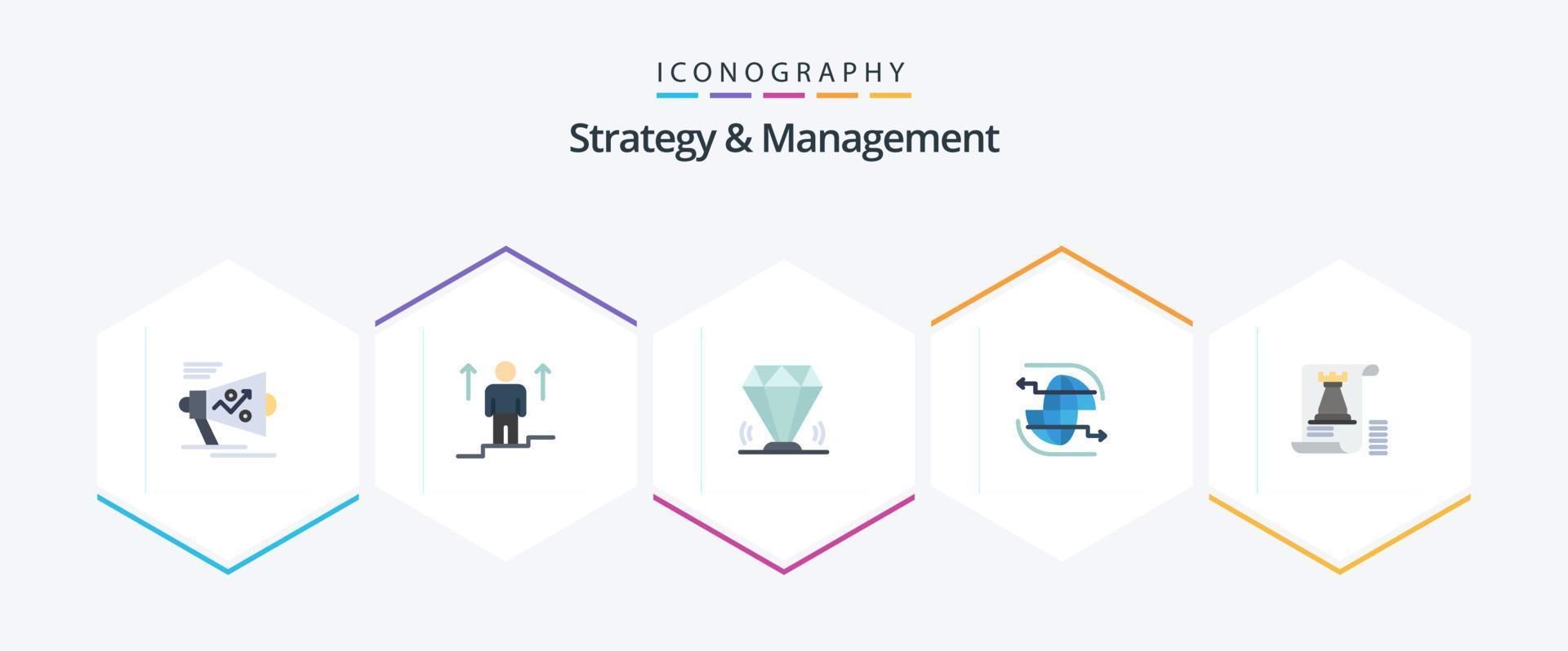 strategie en beheer 25 vlak icoon pak inclusief internetten. aansluiten. Mens. juweel. edelsteen vector