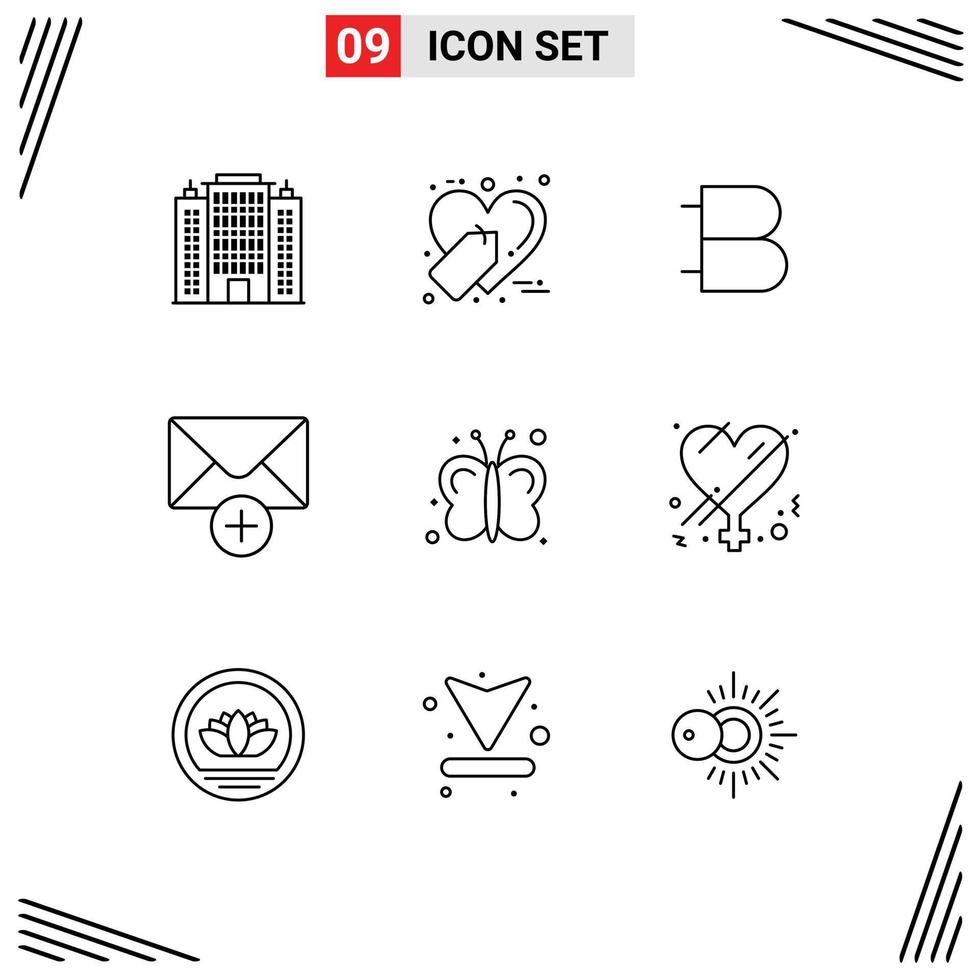 reeks van 9 modern ui pictogrammen symbolen tekens voor vlieg nieuw bytecoin bericht valuta bewerkbare vector ontwerp elementen