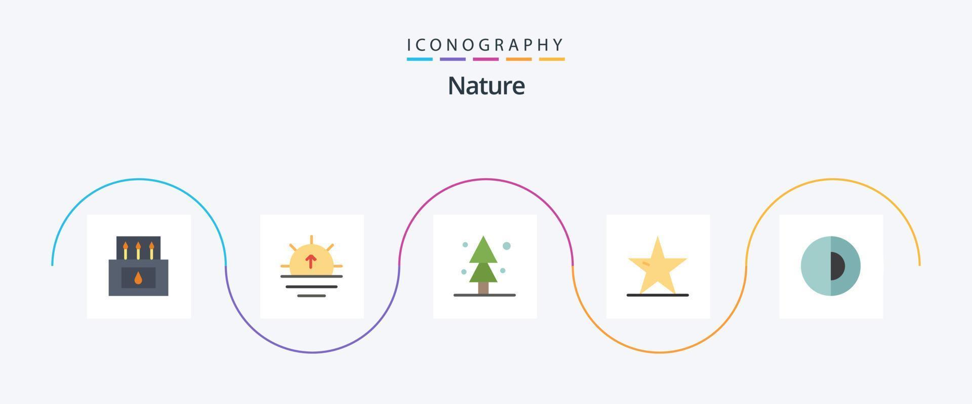 natuur vlak 5 icoon pak inclusief aarde. natuur ster. Woud. natuur. ecologie vector