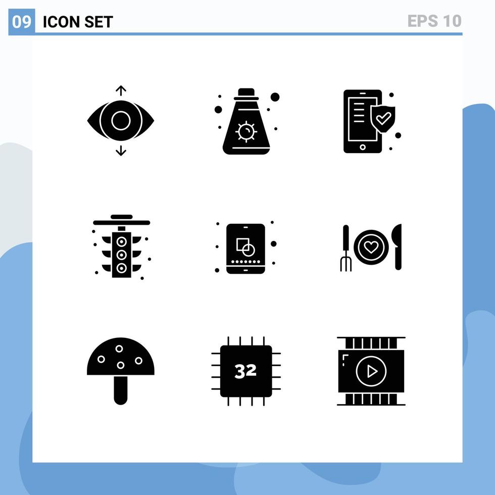 voorraad vector icoon pak van 9 lijn tekens en symbolen voor mobiel ontwerp verzekering licht leven bewerkbare vector ontwerp elementen
