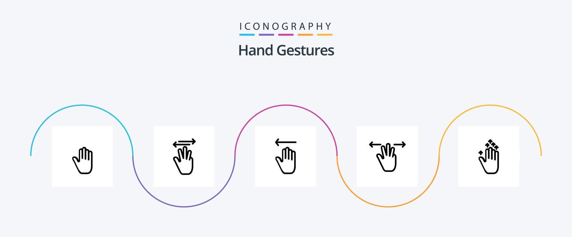 hand- gebaren lijn 5 icoon pak inclusief drie vingers. hand. links. gebaren. gebaren vector