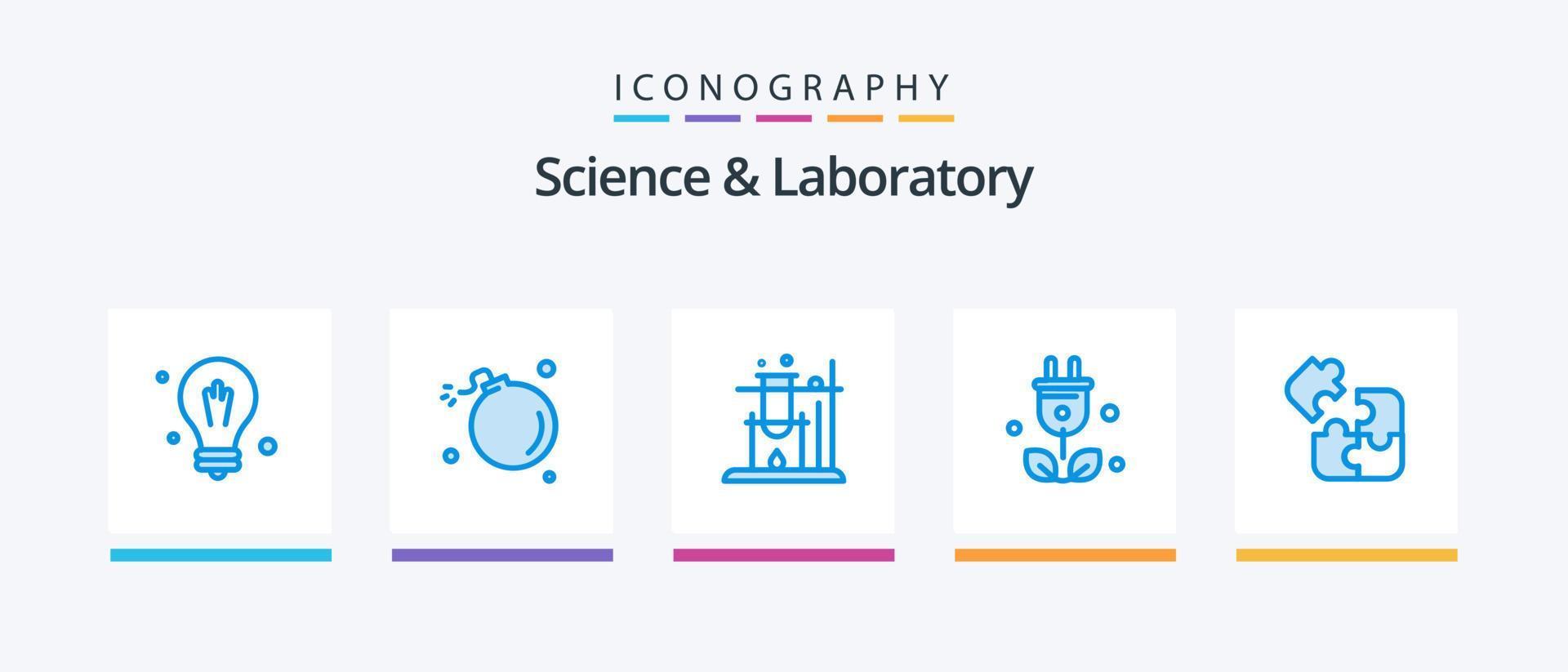 wetenschap blauw 5 icoon pak inclusief wetenschap. puzzel. Leuk vinden. wetenschap. boom. creatief pictogrammen ontwerp vector