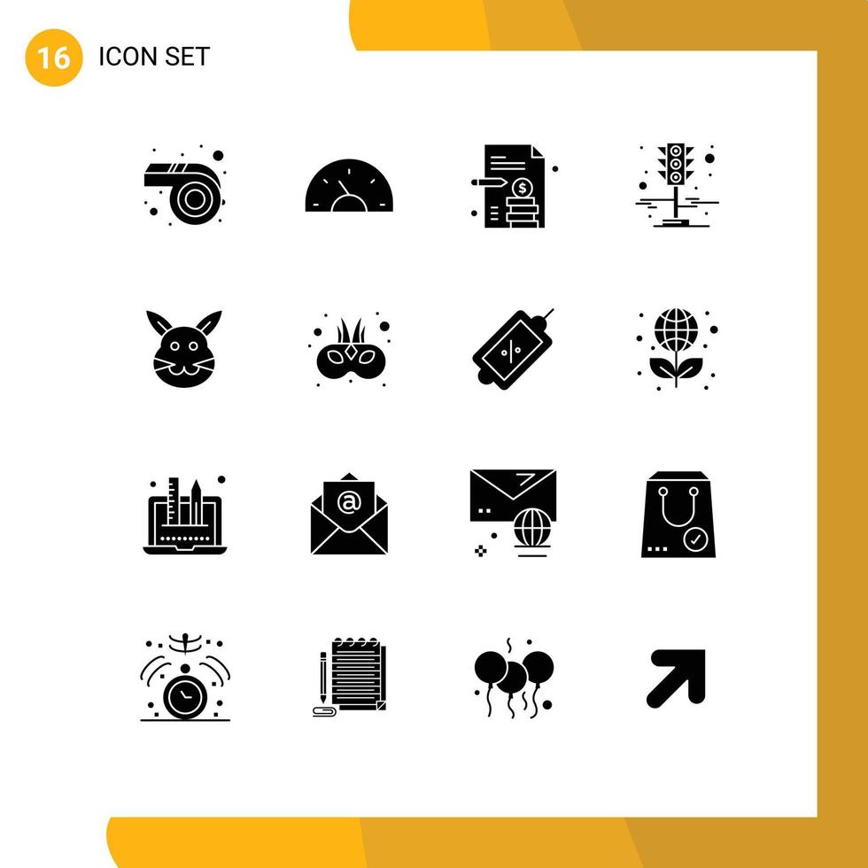 reeks van 16 modern ui pictogrammen symbolen tekens voor Pasen konijn bedrijf verkeer verkeer bewerkbare vector ontwerp elementen