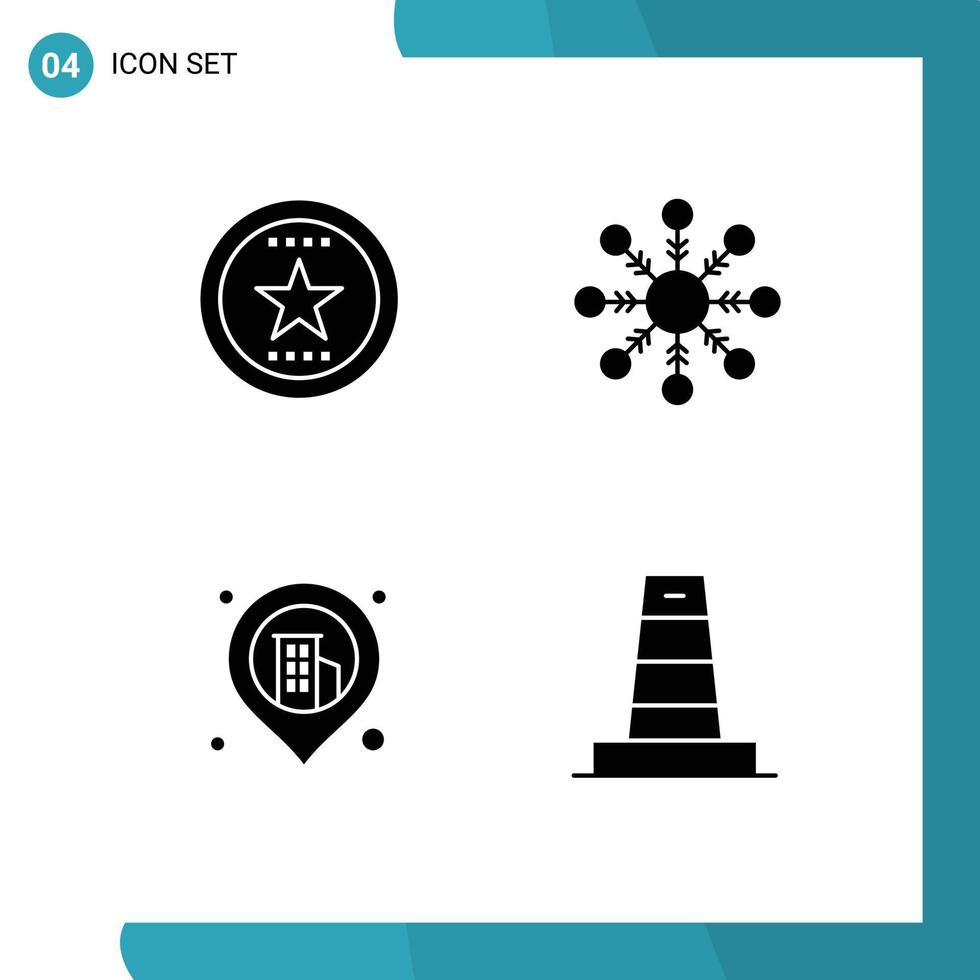 4 solide glyph concept voor websites mobiel en apps prijs plaats medaille sneeuw bedrijf bewerkbare vector ontwerp elementen