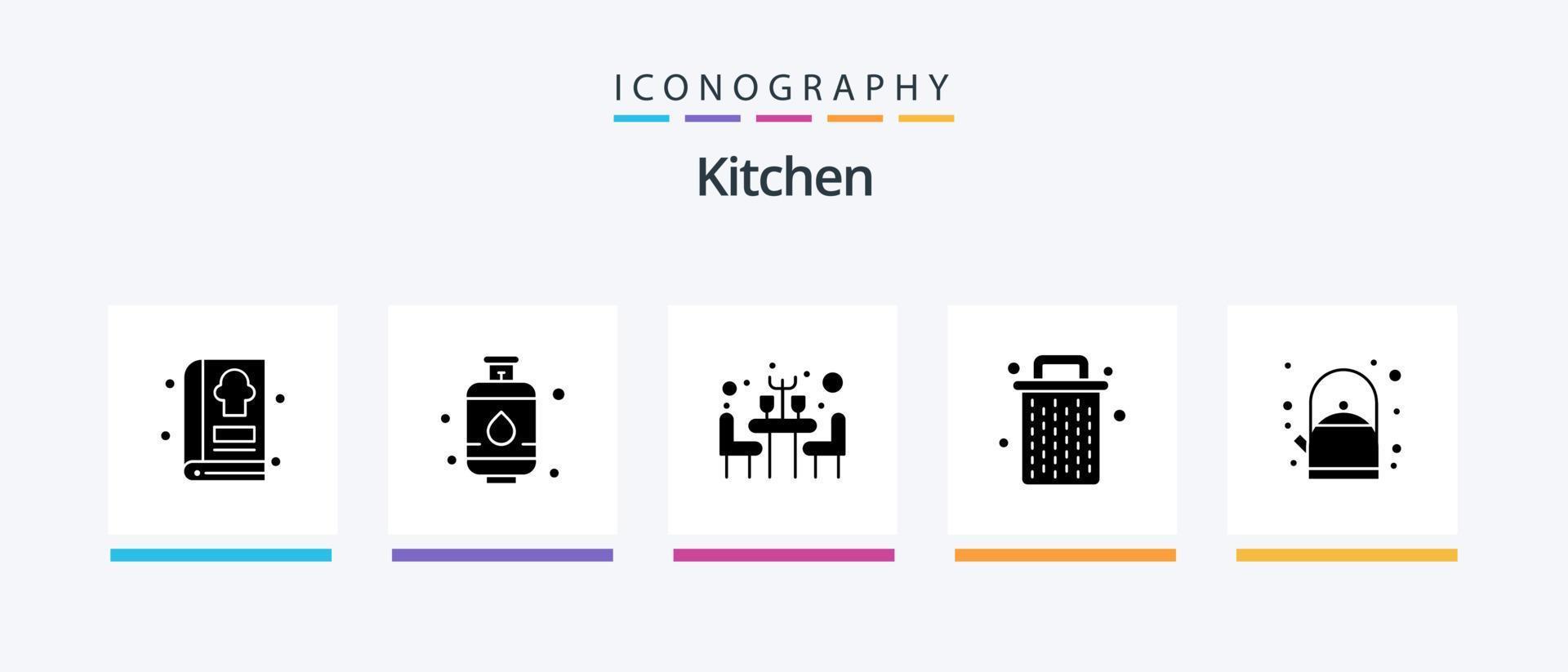 keuken glyph 5 icoon pak inclusief . pot. restaurant. ontbijt. verwijderen. creatief pictogrammen ontwerp vector