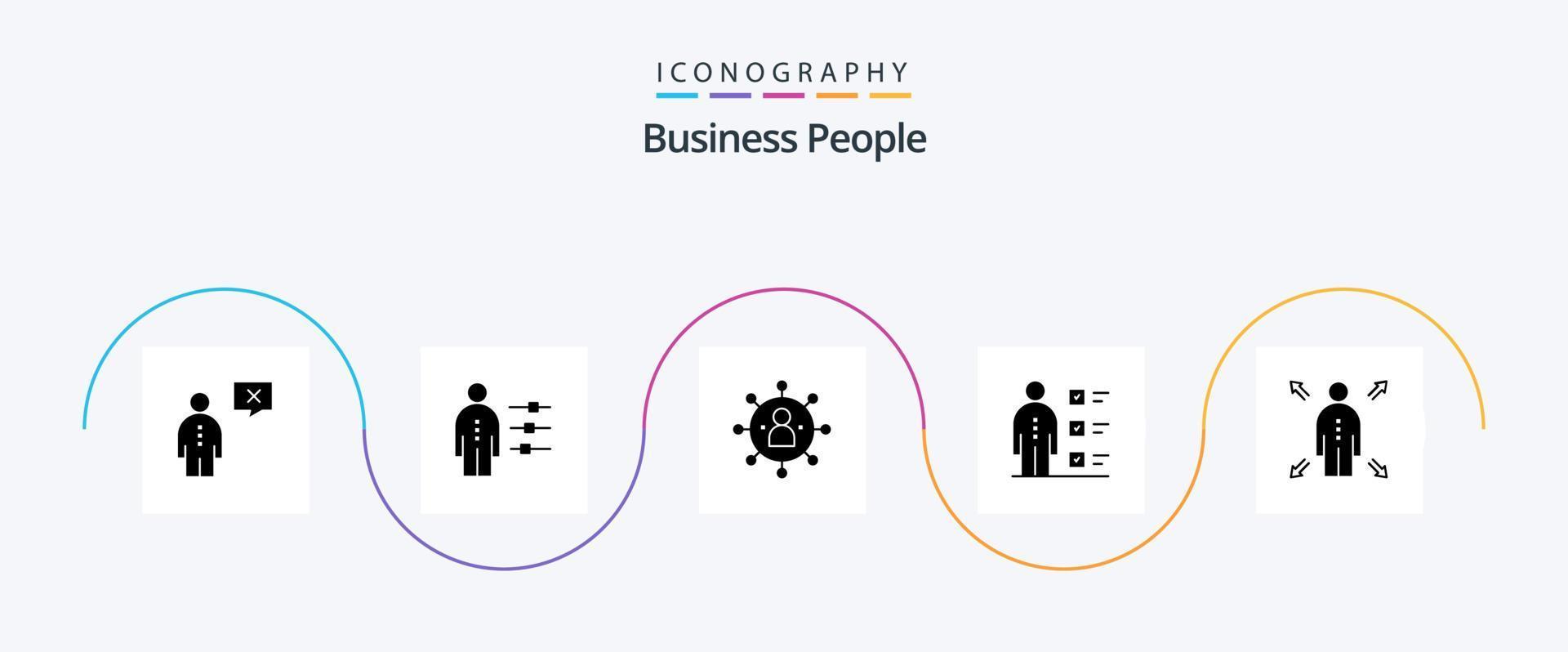 bedrijf mensen glyph 5 icoon pak inclusief medewerker. capaciteiten. persoon. deel. mensen vector