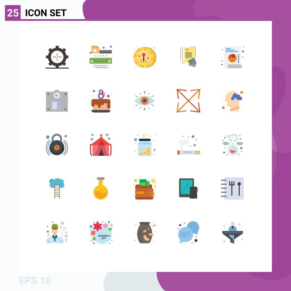 modern reeks van 25 vlak kleuren en symbolen zo net zo lijst web munt credit notitieboekje bewerkbare vector ontwerp elementen