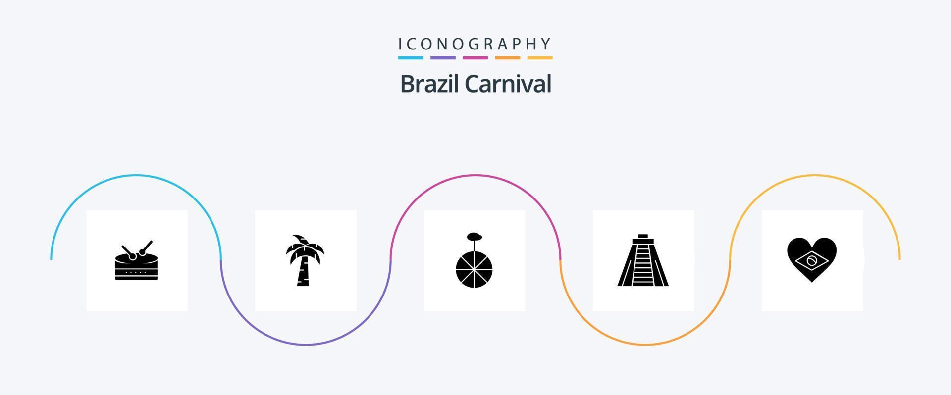 Brazilië carnaval glyph 5 icoon pak inclusief Braziliaans. circus. Brazilië. fiets. viering vector