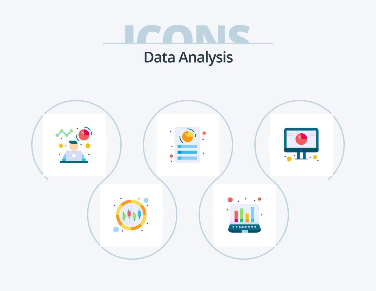 gegevens analyse vlak icoon pak 5 icoon ontwerp. databank. rapport. avatar. grafiek. document vector