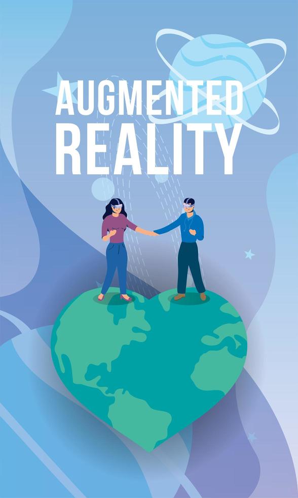 koppel met behulp van augmented reality-poster vector