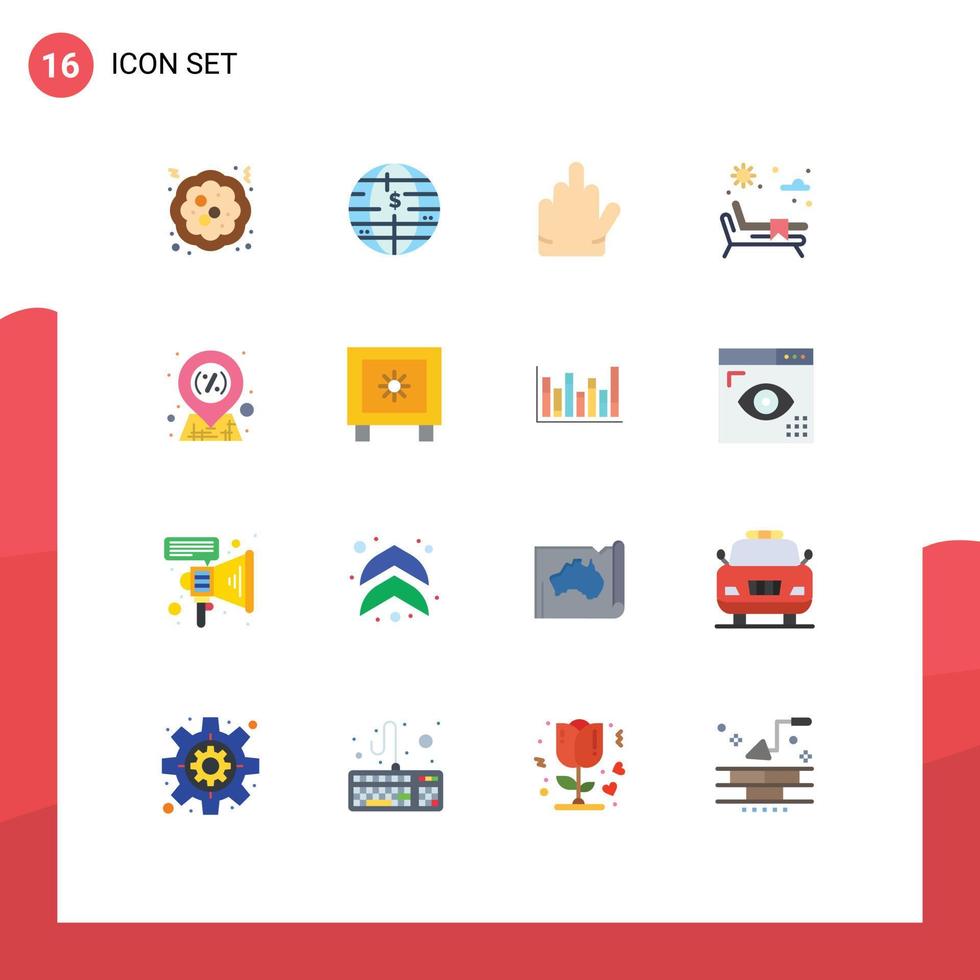 reeks van 16 modern ui pictogrammen symbolen tekens voor uitverkoop plaats gebaar korting park bewerkbare pak van creatief vector ontwerp elementen