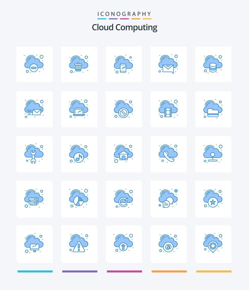 creatief wolk berekenen 25 blauw icoon pak zo net zo gegevens. bericht. computergebruik. ontvangen. wolk vector