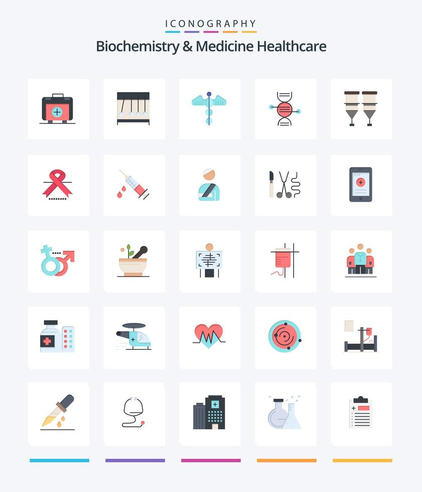 creatief biochemie en geneeskunde gezondheidszorg 25 vlak icoon pak zo net zo bloed. medisch. medisch. gezondheidszorg. zorg vector