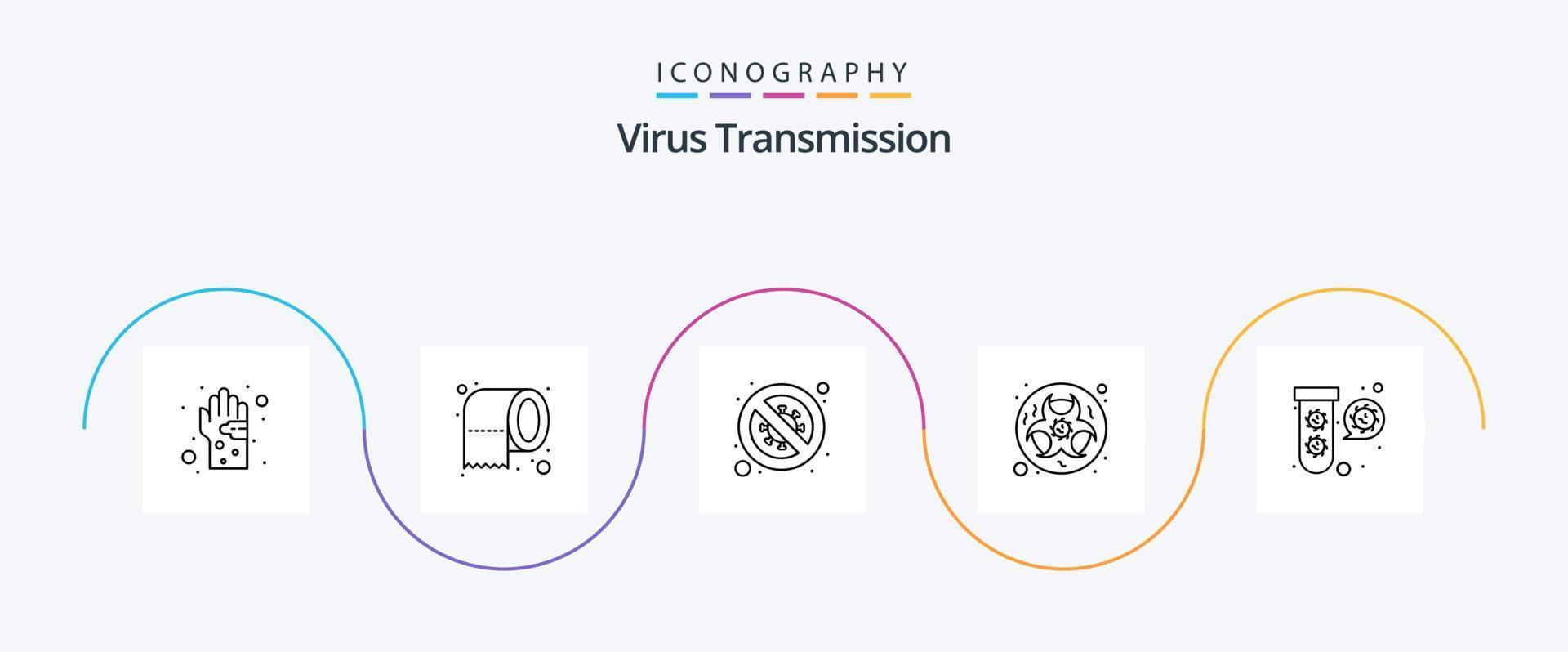 virus transmissie lijn 5 icoon pak inclusief uitleg. wetenschap. bacteriën. laboratorium. bio vector