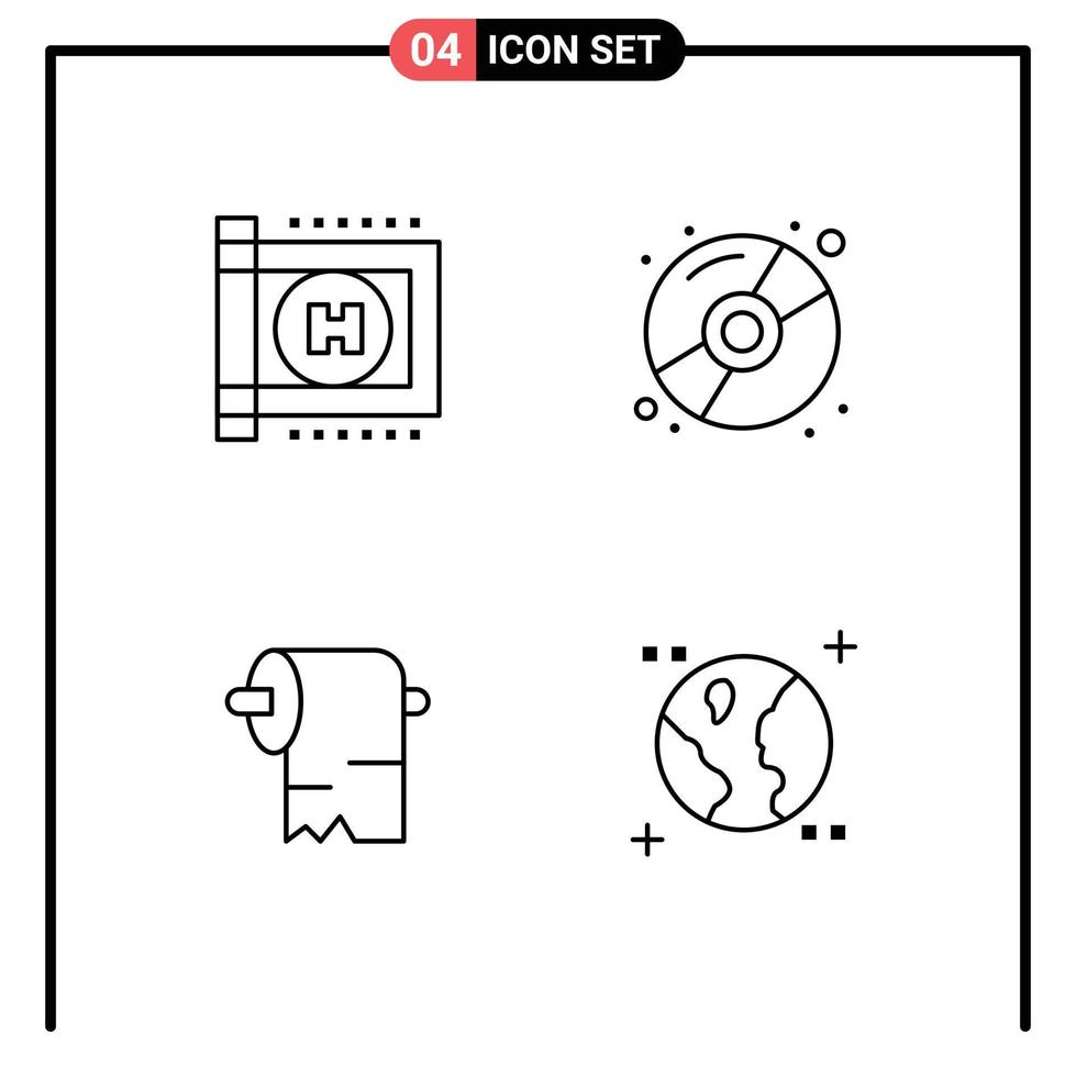 voorraad vector icoon pak van 4 lijn tekens en symbolen voor gezondheidszorg zakdoek CD afzet aarde bewerkbare vector ontwerp elementen