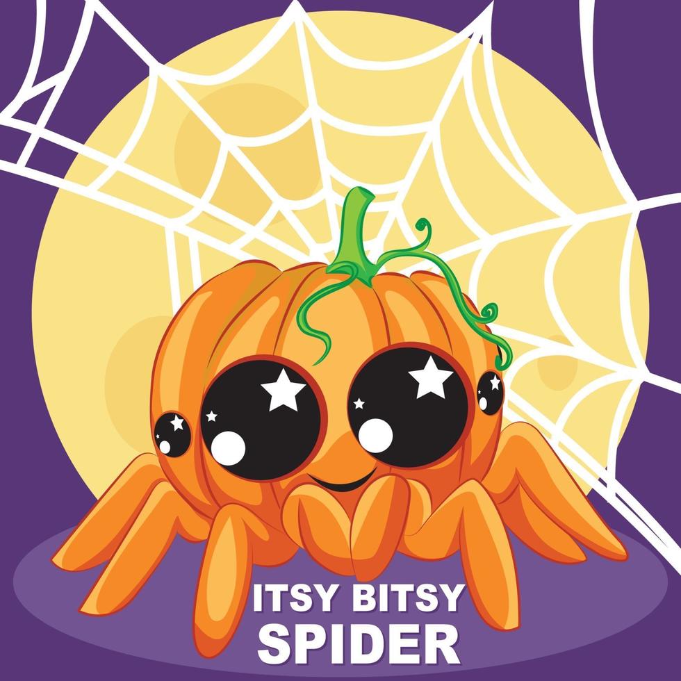 itsy bitsy spider halloween pompoen vector