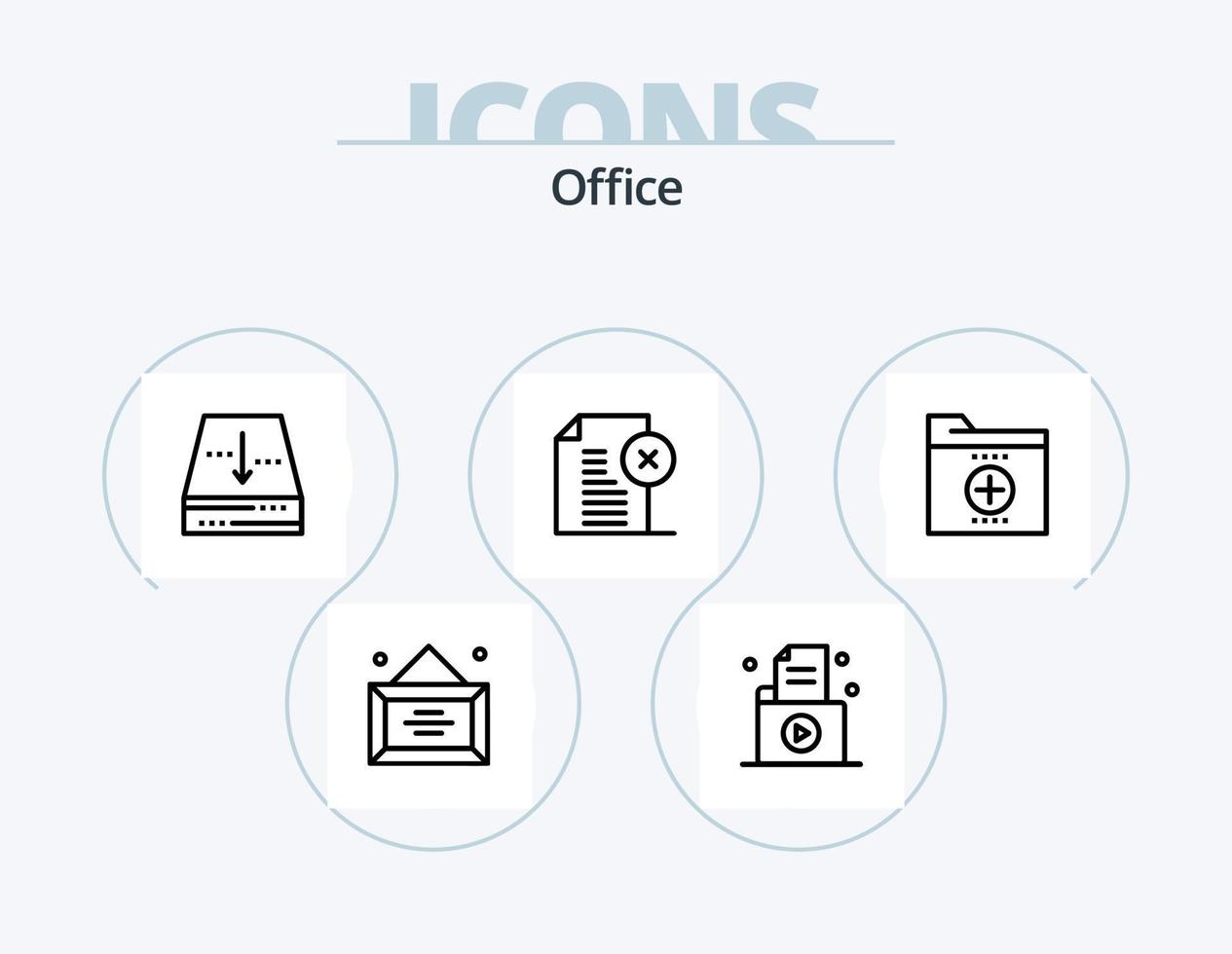 kantoor lijn icoon pak 5 icoon ontwerp. na. brief. kantoor. doos. geld vector