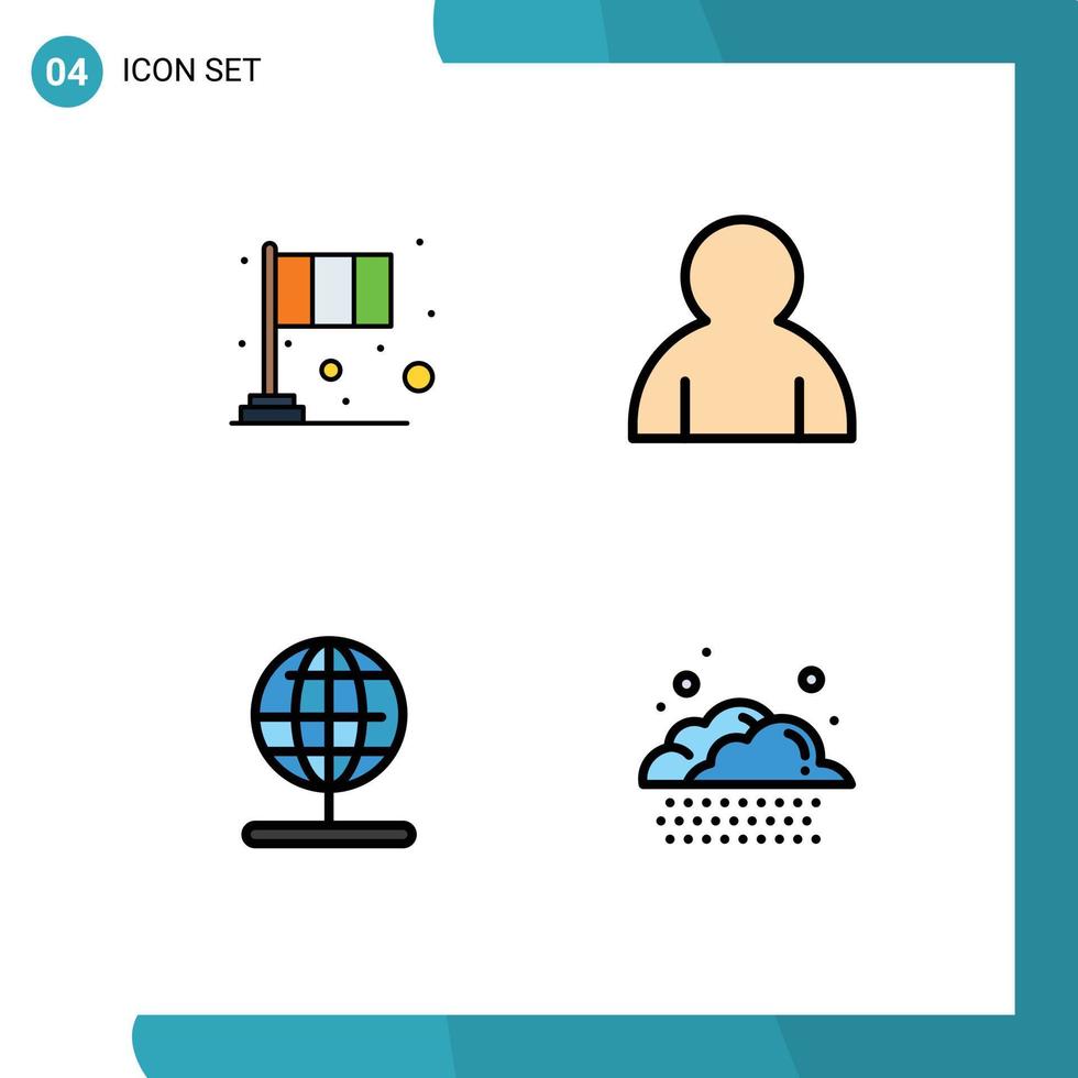 mobiel koppel gevulde lijn vlak kleur reeks van 4 pictogrammen van dag navigatie Iers profiel wereld bewerkbare vector ontwerp elementen