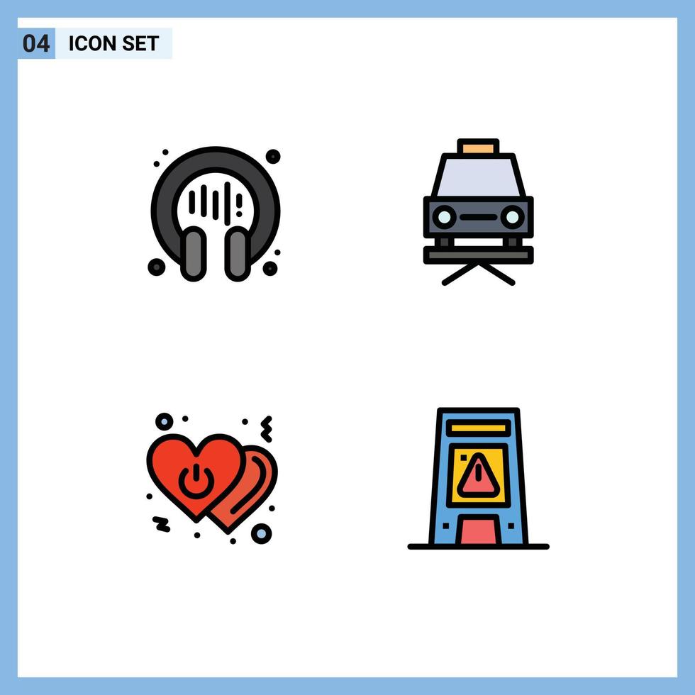 modern reeks van 4 gevulde lijn vlak kleuren pictogram van communicatie uit ondersteuning reparatie schakelaar bewerkbare vector ontwerp elementen