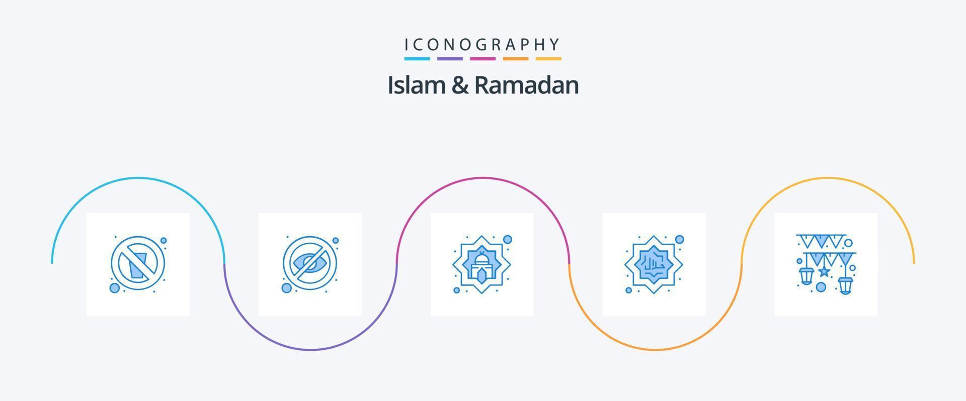 Islam en Ramadan blauw 5 icoon pak inclusief Islam. moslim. verbergen. halal. moslim vector