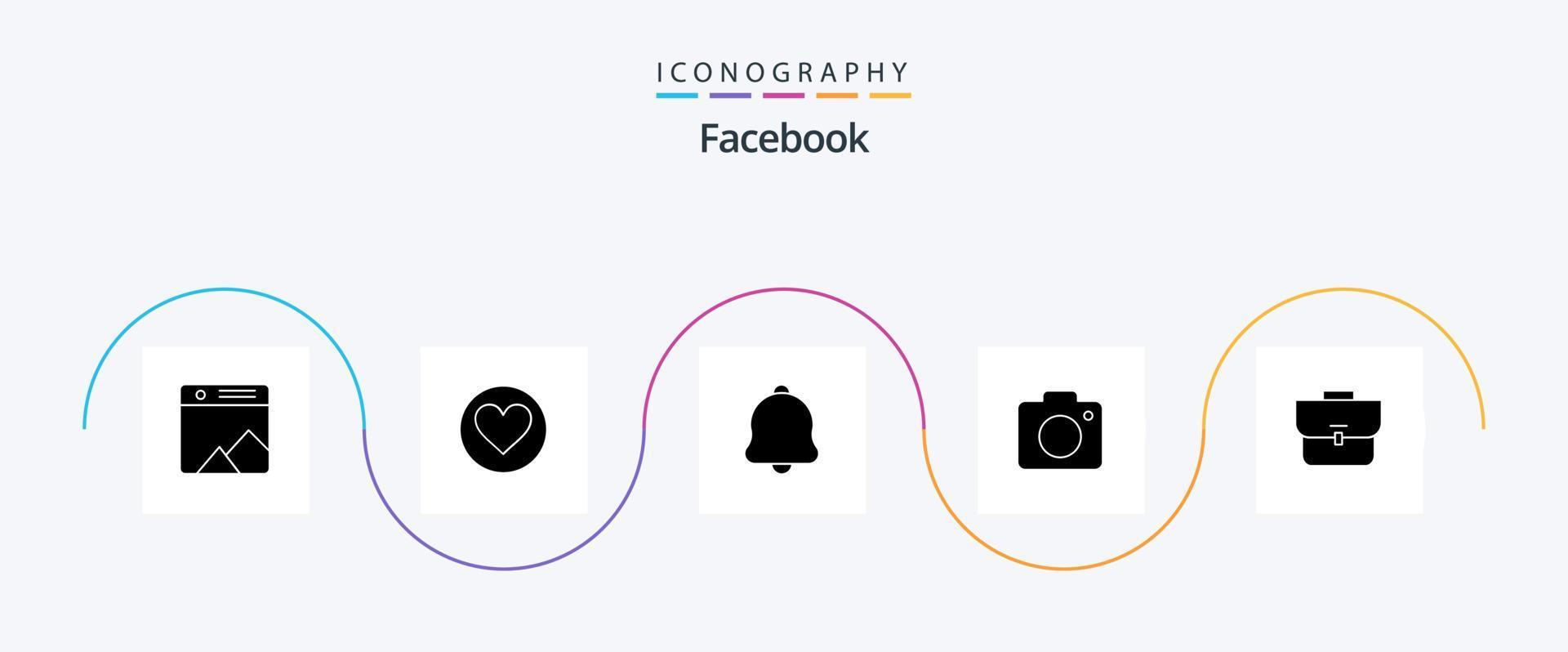 facebook glyph 5 icoon pak inclusief geval. afbeelding. alert. foto. camera vector