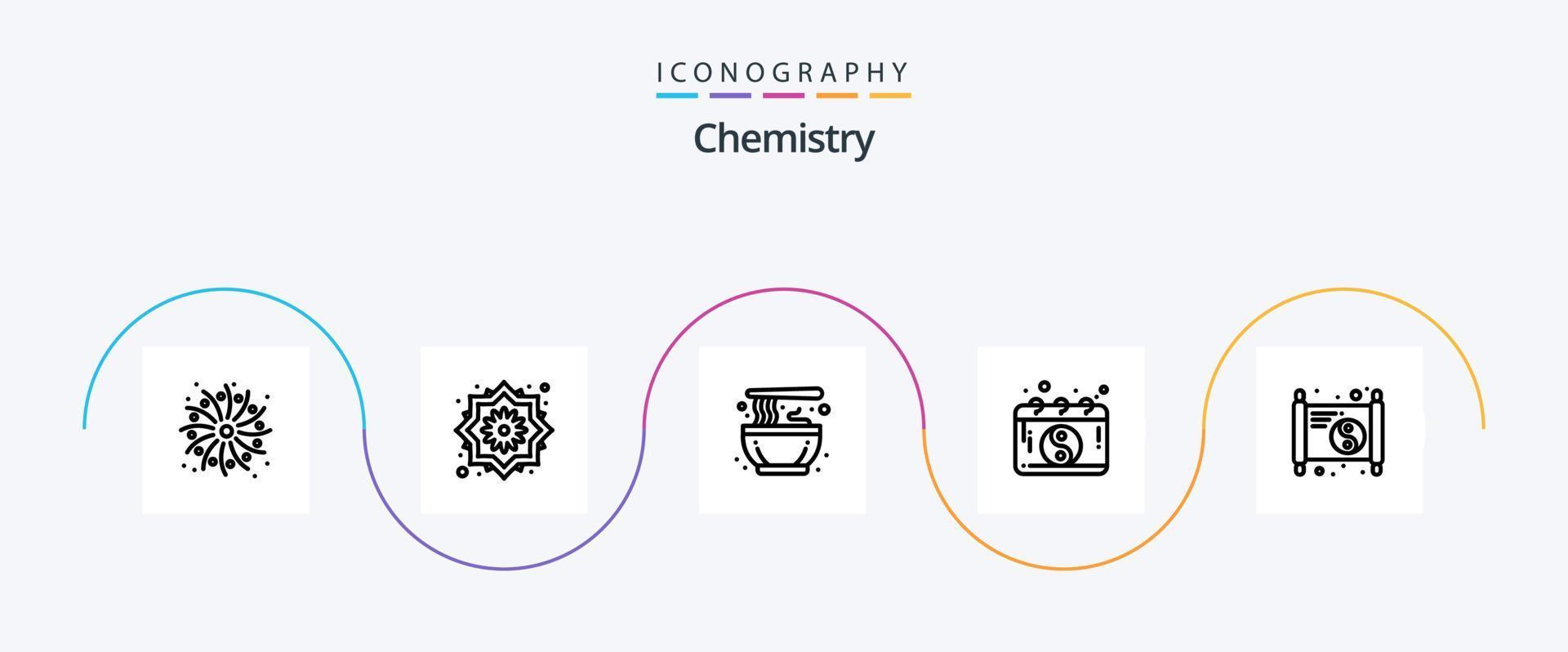 chemie lijn 5 icoon pak inclusief papier. Chinese. cultuur. mandarijn. China vector