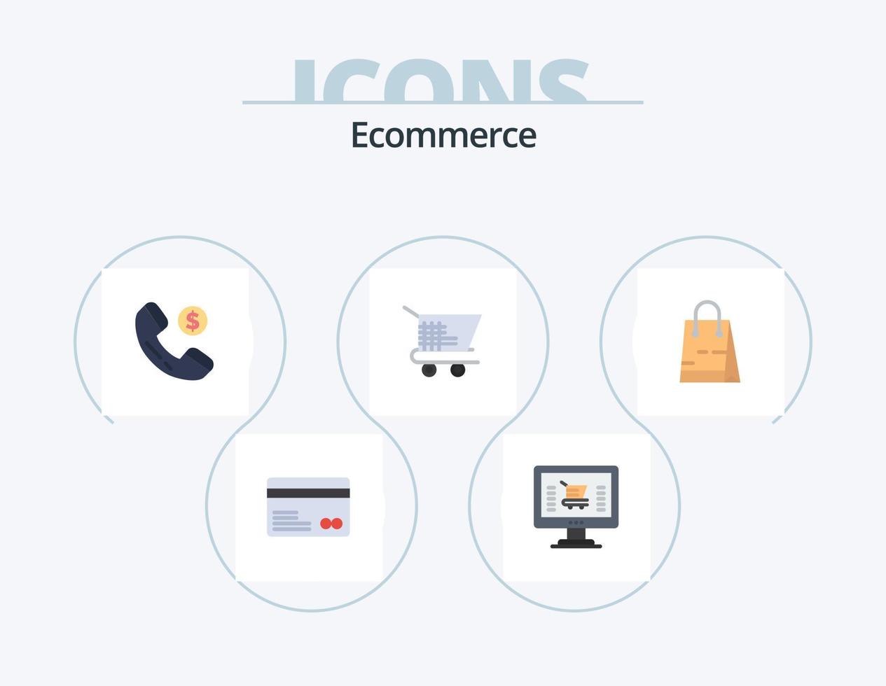 ecommerce vlak icoon pak 5 icoon ontwerp. winkel. e-commerce. e-commerce. tas. trolley ecommerce vector