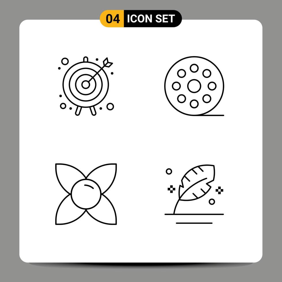mobiel koppel lijn reeks van 4 pictogrammen van pijl bloem bedrijf doel film natuur bewerkbare vector ontwerp elementen