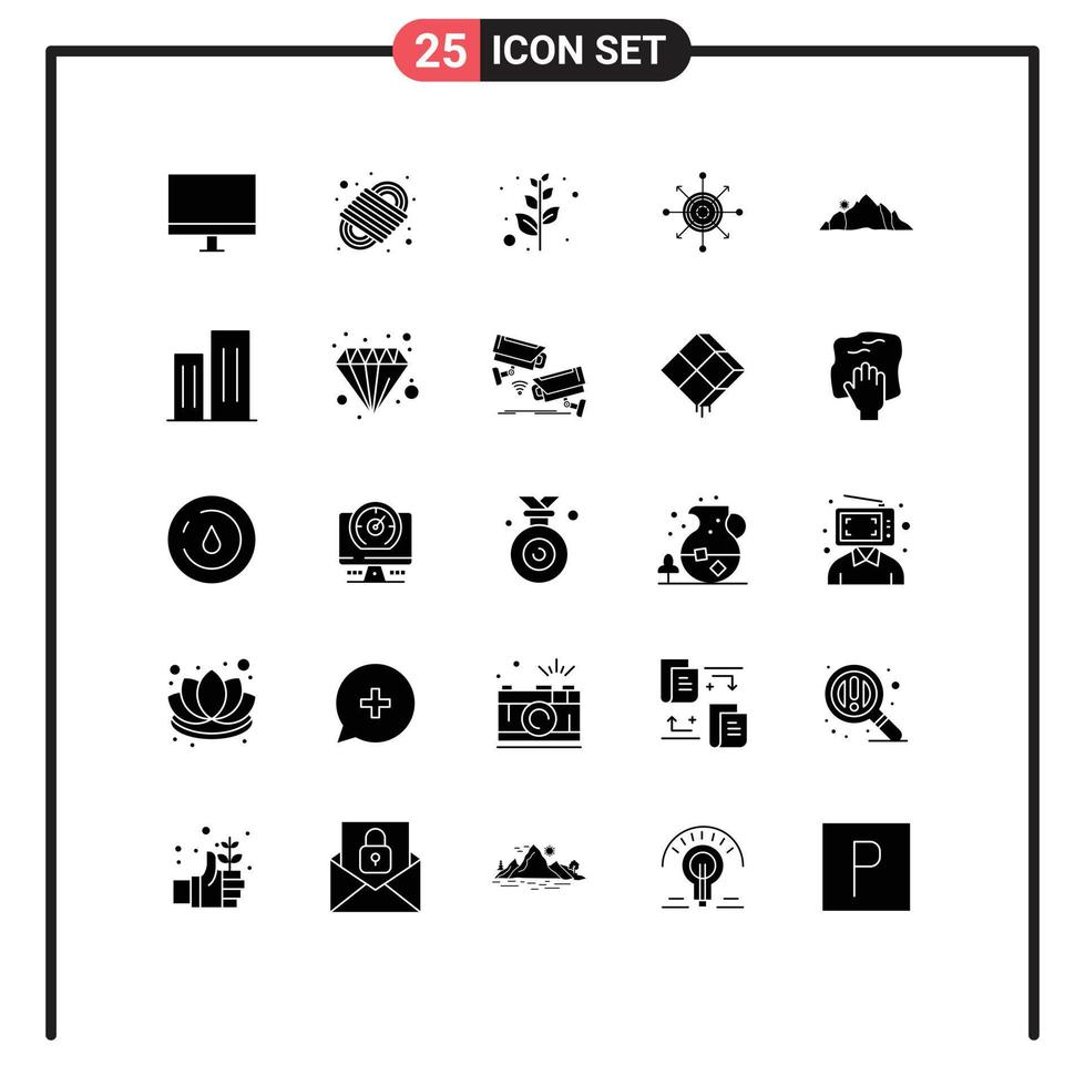 voorraad vector icoon pak van 25 lijn tekens en symbolen voor heuvel pijl touw pijl focus bewerkbare vector ontwerp elementen