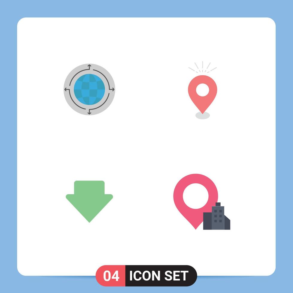 pak van 4 modern vlak pictogrammen tekens en symbolen voor web afdrukken media zo net zo wereldbol vakantie verbinding plaats pijl bewerkbare vector ontwerp elementen