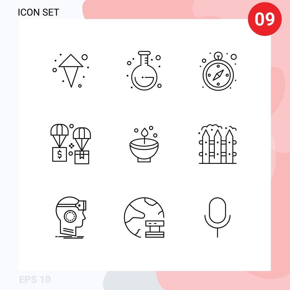 reeks van 9 modern ui pictogrammen symbolen tekens voor diwali deepam navigatie vieren logistiek bewerkbare vector ontwerp elementen