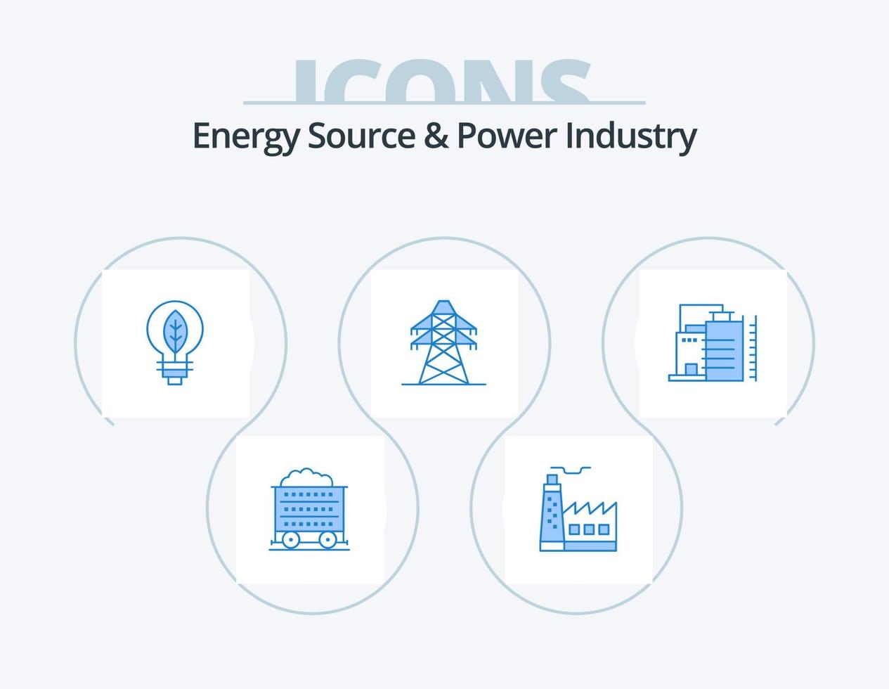 energie bron en macht industrie blauw icoon pak 5 icoon ontwerp. bouw. transmissie toren. natuur. overdragen. elektrisch vector