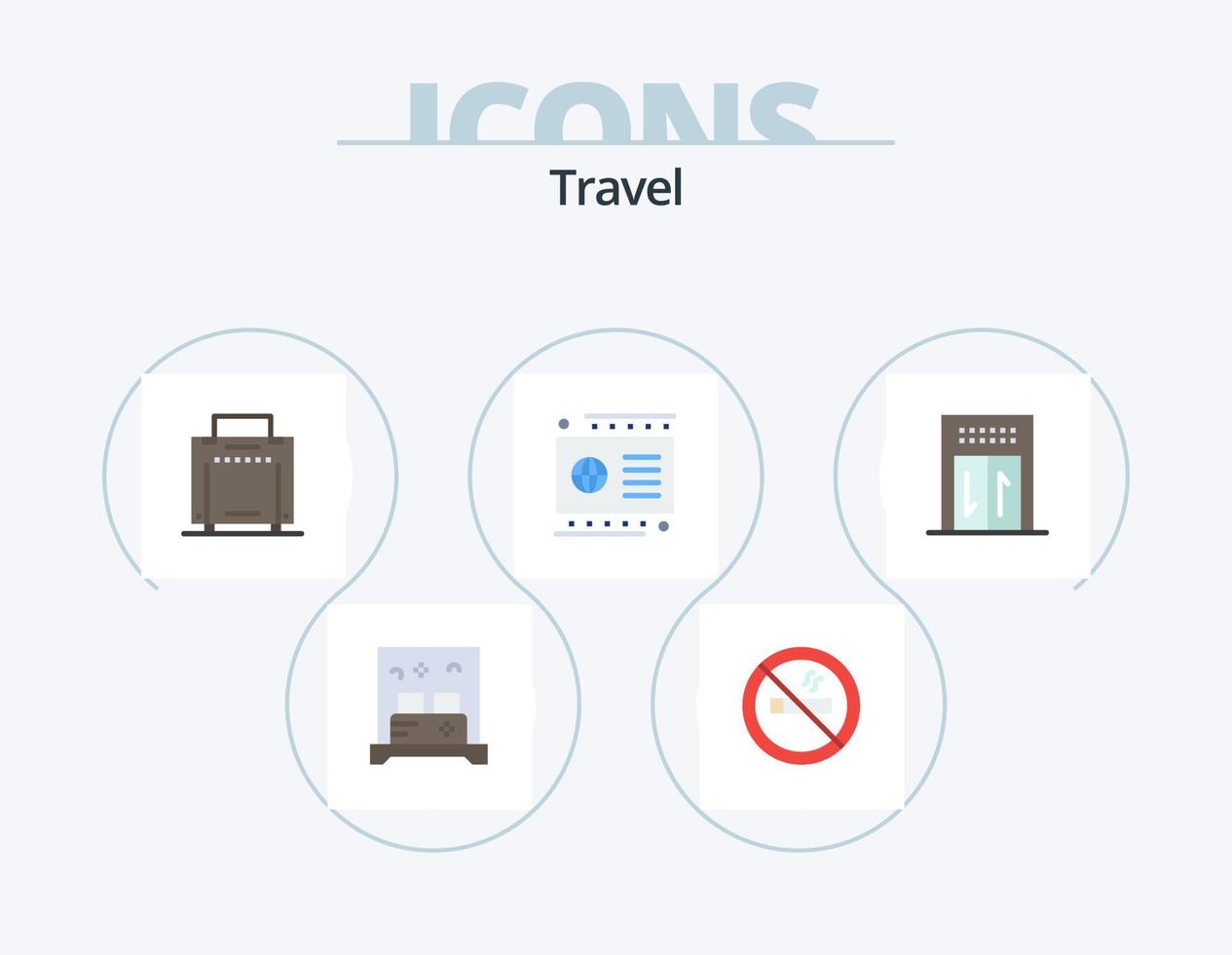 reizen vlak icoon pak 5 icoon ontwerp. . hotel. toerist. lift. debiteren vector