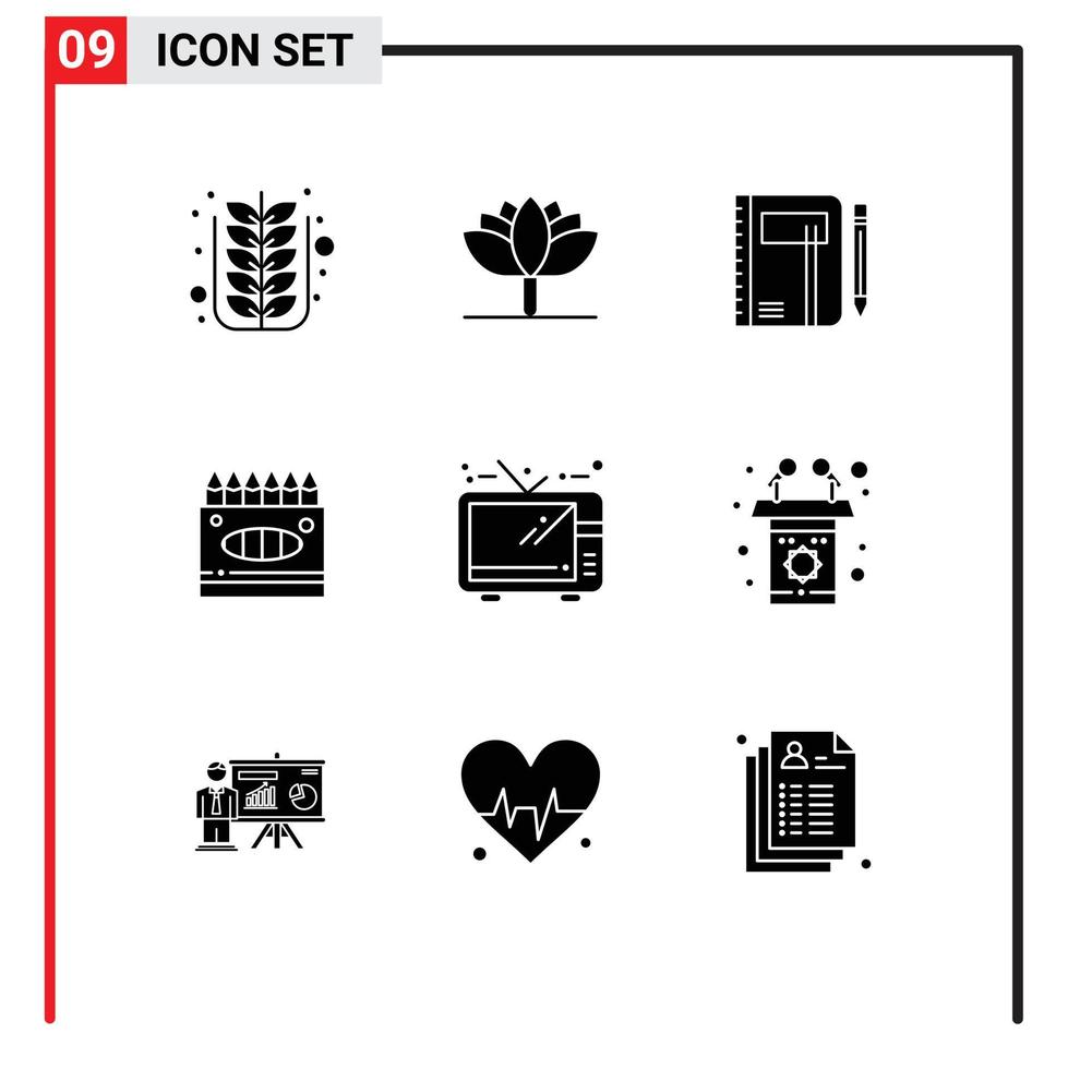 voorraad vector icoon pak van 9 lijn tekens en symbolen voor kunsten kleurpotloden werkboek schetsen stootkussen bewerkbare vector ontwerp elementen