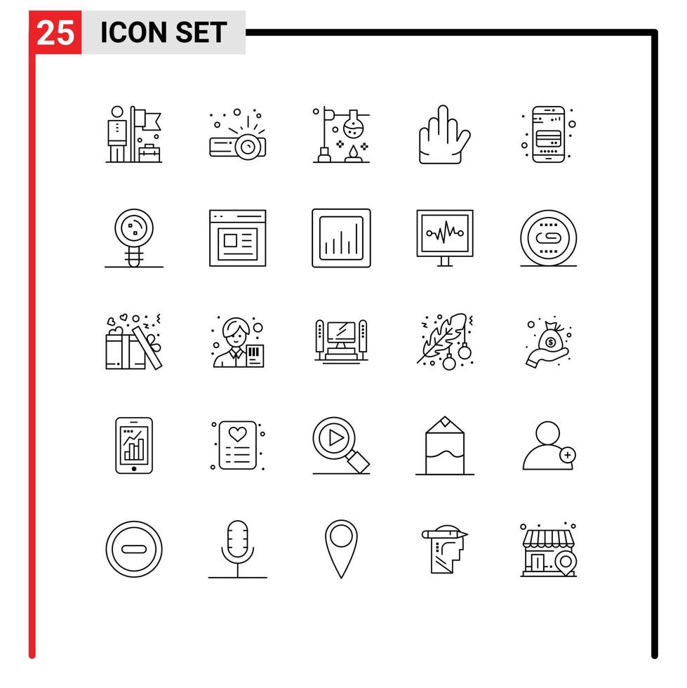 voorraad vector icoon pak van 25 lijn tekens en symbolen voor telefoon kaart chemie Geldautomaat kaart hand- bewerkbare vector ontwerp elementen