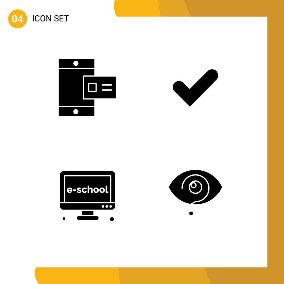 thematisch vector solide glyphs en bewerkbare symbolen van mobiel onderwijs profiel Kruis aan aan het leren bewerkbare vector ontwerp elementen