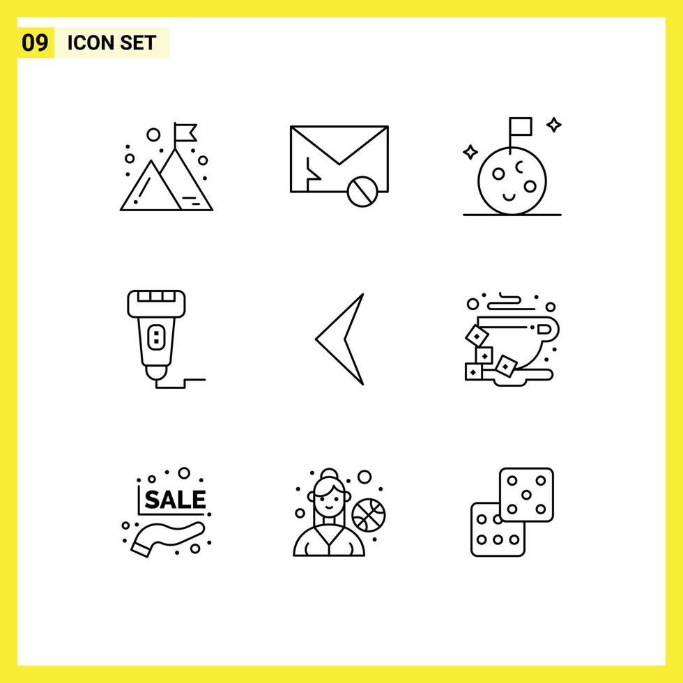 modern reeks van 9 contouren pictogram van pijl prijs spam betaling zonder contant geld bewerkbare vector ontwerp elementen